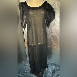 Of Handmade Chic Black Sheer Puff Sleeve Dress